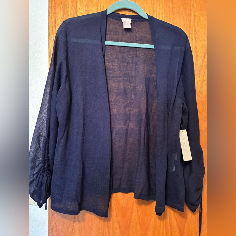 Chico's Blue Open-Front Cardigan Sweater chicos size 2